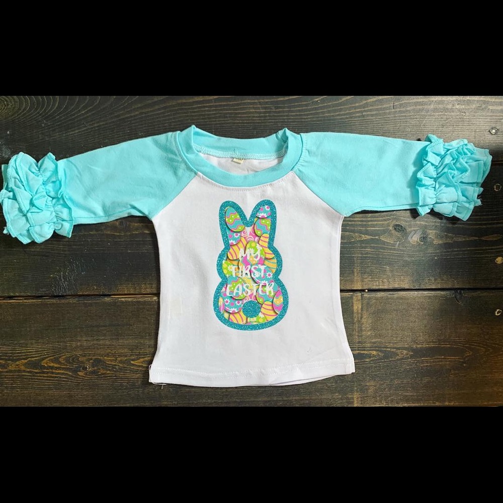 NEW My First Easter Bunny Ruffle Raglan - Picture 7 of 8